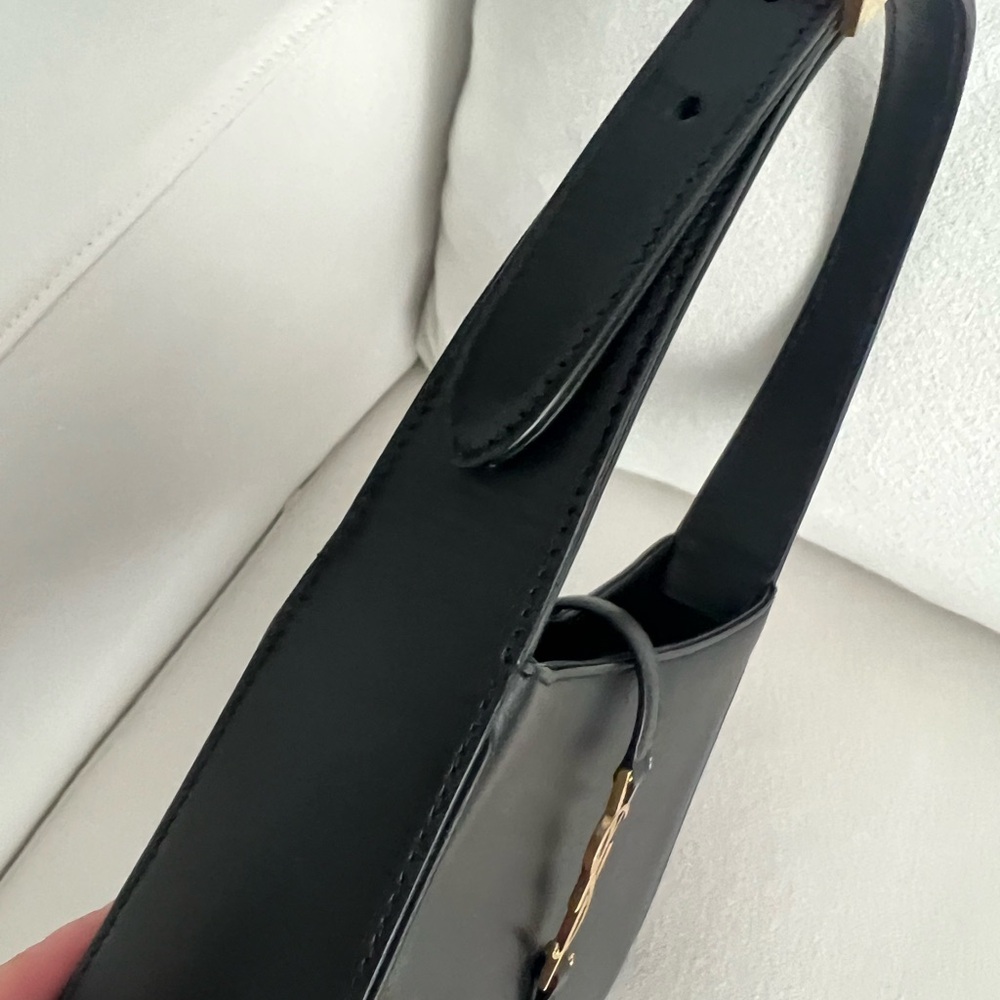 Saint Laurent Black Shoulder Bag with Gold YSL Emblem - Picture 3 of 6